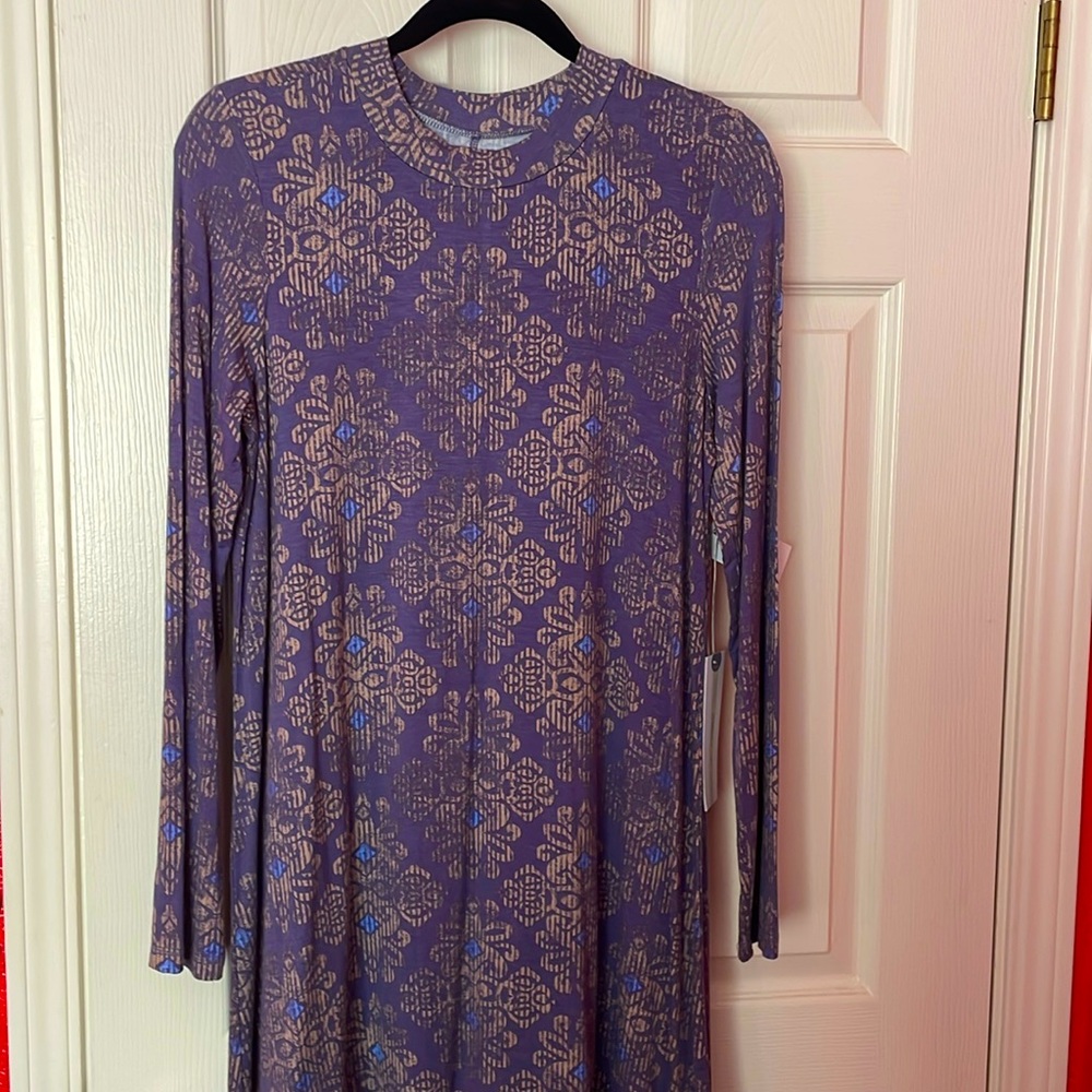 NWT Purple and gold patterned long sleeve dress